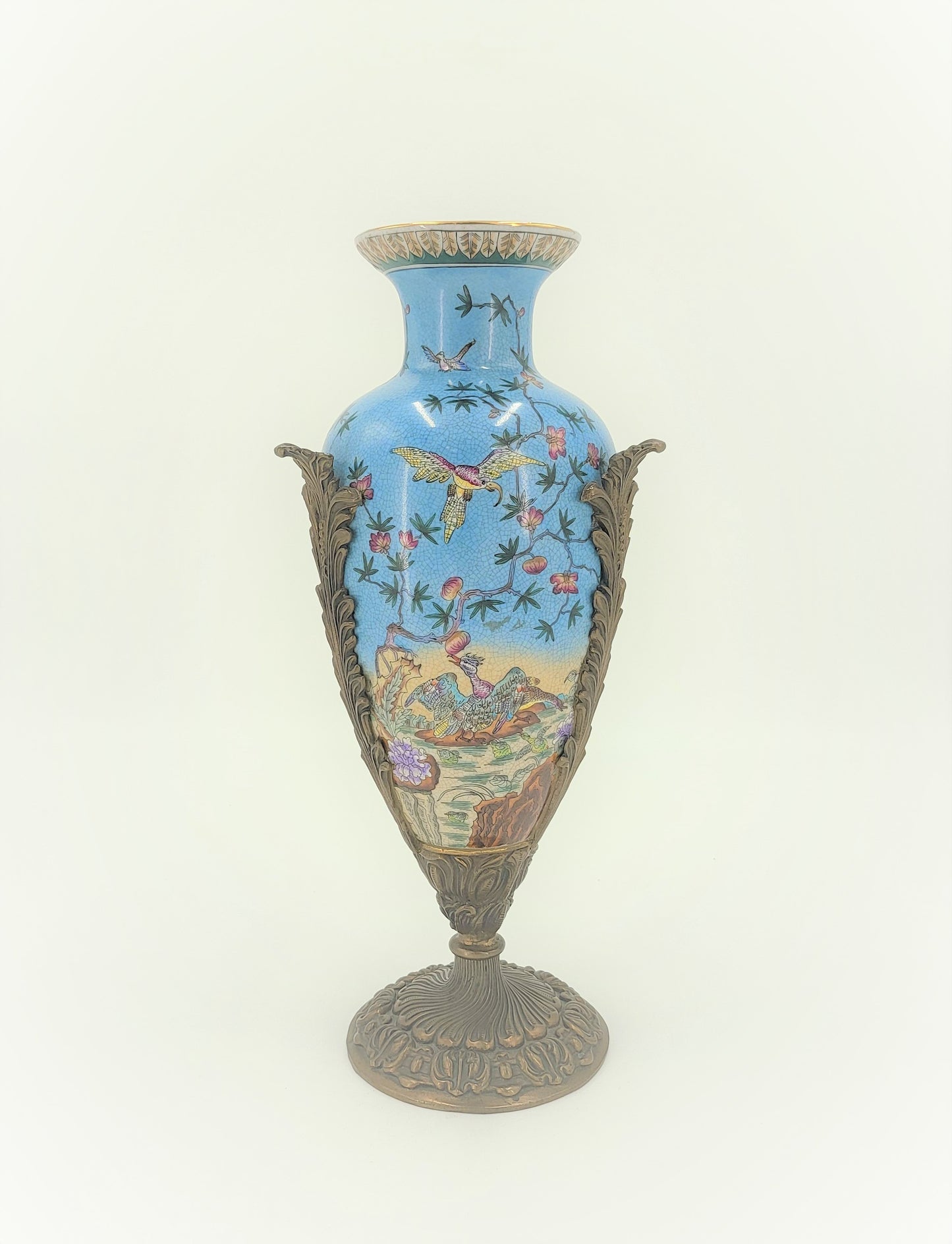 Phoenix Vase with Brass Accents