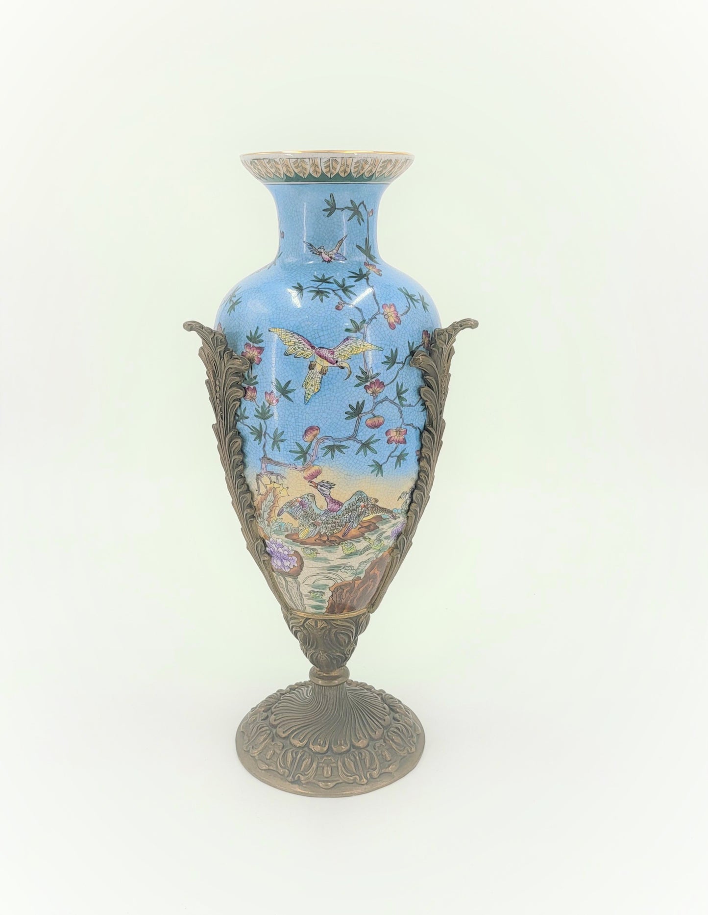 Phoenix Vase with Brass Accents
